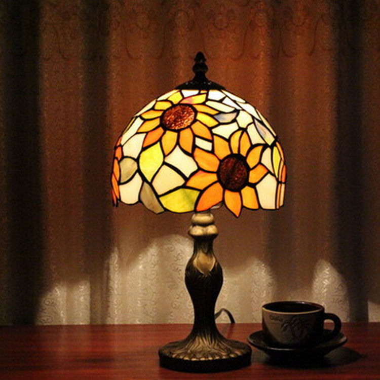 Sonnenblume romantische Dekoration Handgefertigt Lesesaal Arbeiten Zuhause Büro Türkisches Schreibtischlicht Mosaiklampe Glastabelllampe