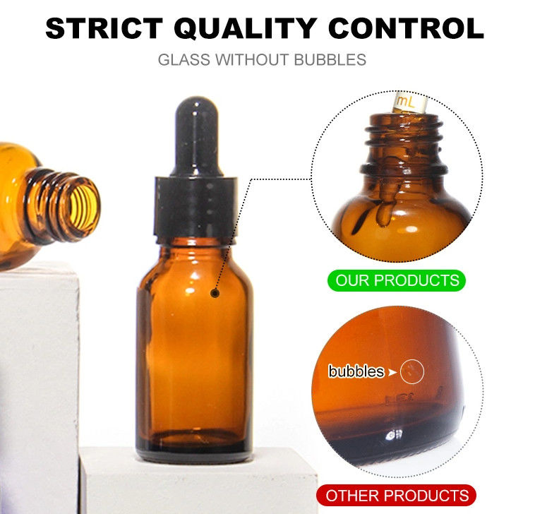 Warmverkauf 5ml 10ml 15ml 30ml 50ml Amber Serum ätherische Ölflaschen Glas Tropffflasche